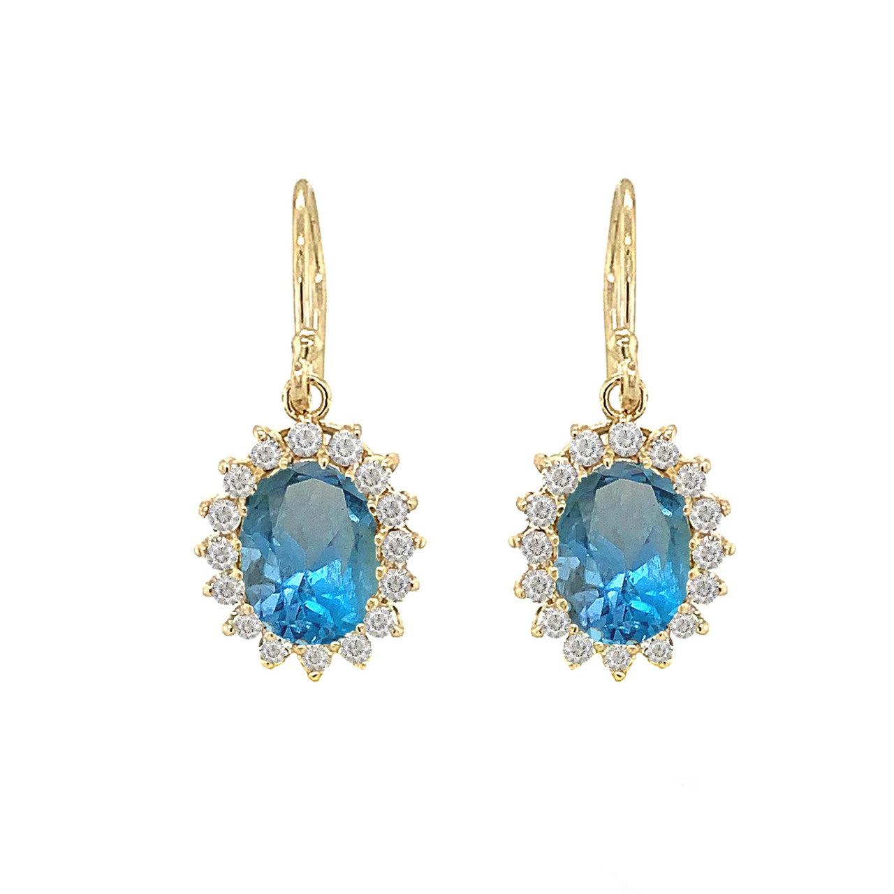 Genuine Stone Oval-Shaped Fancy Dangle Earrings in Gold, view 15