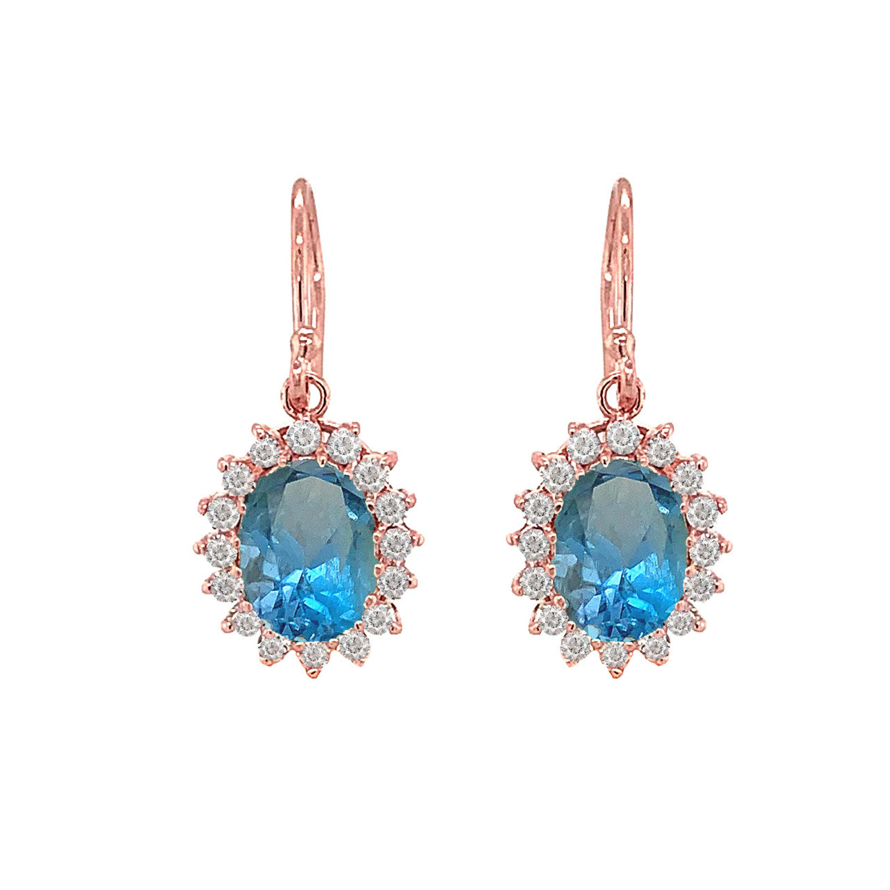 Genuine Stone Oval-Shaped Fancy Dangle Earrings in Gold, view 16