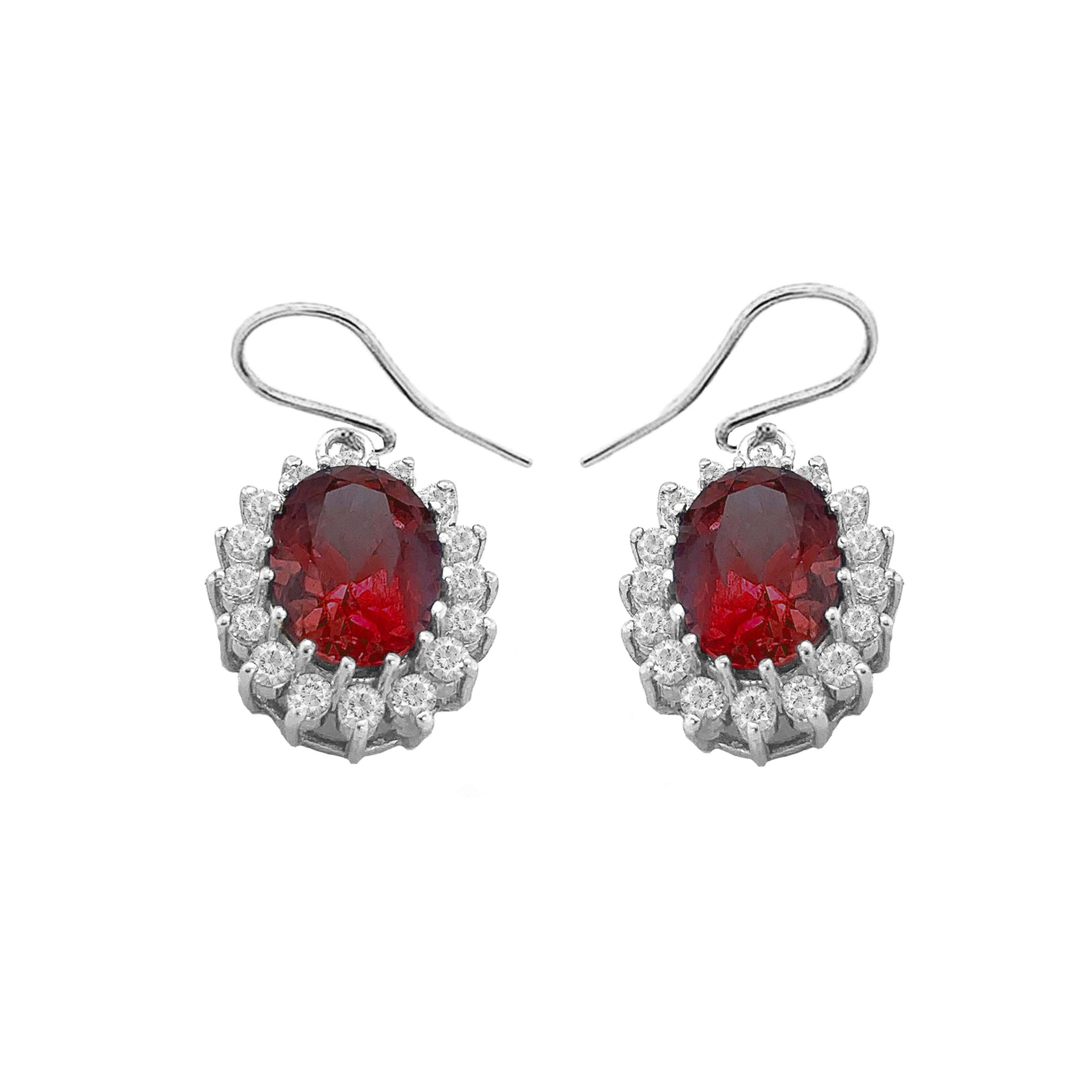 Genuine Stones Oval-Shaped Fancy Dangle Earrings in Sterling Silver, view 2