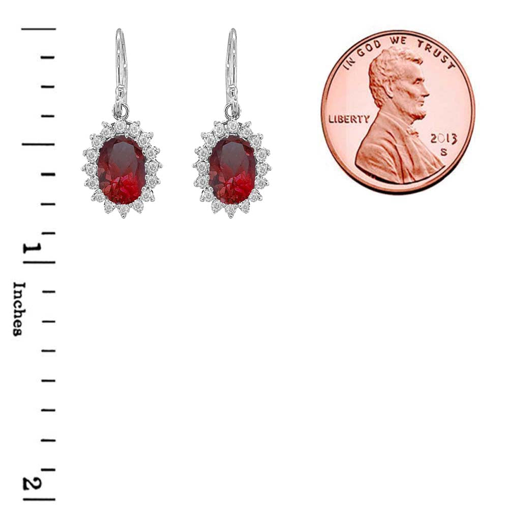 Genuine Stones Oval-Shaped Fancy Dangle Earrings in Sterling Silver, view 3