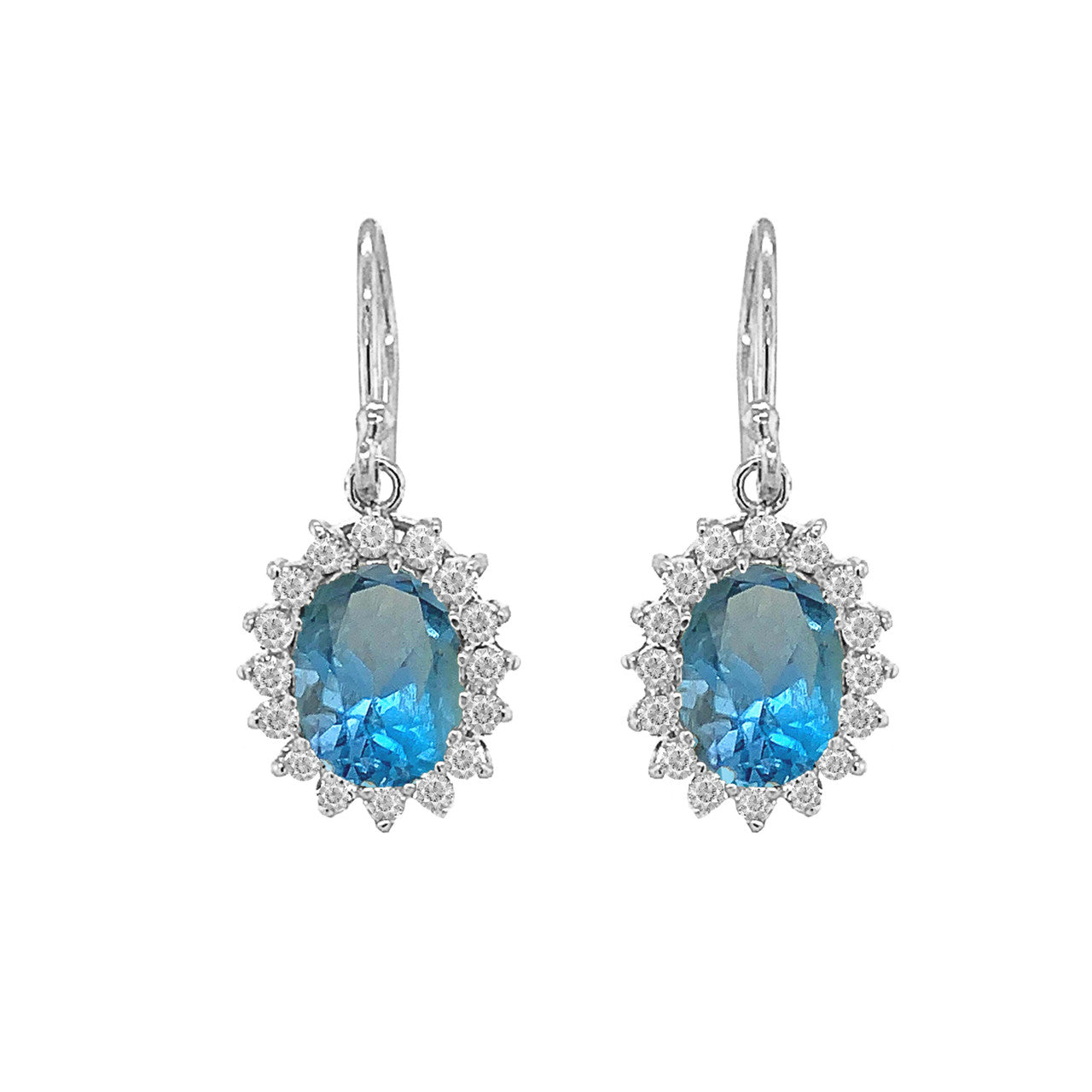 Genuine Stones Oval-Shaped Fancy Dangle Earrings in Sterling Silver, view 4