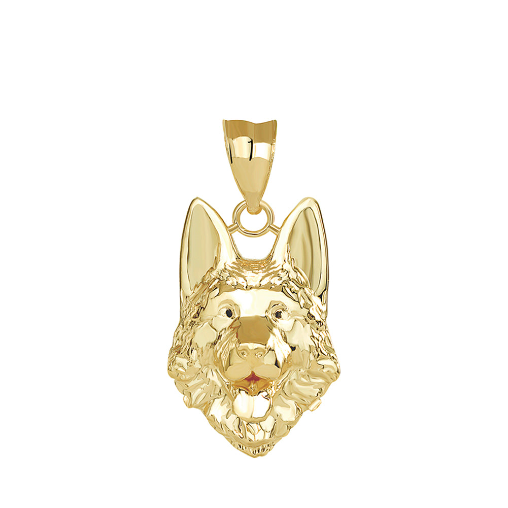 German Shepherd Head Pendant Necklace in Gold, view 2