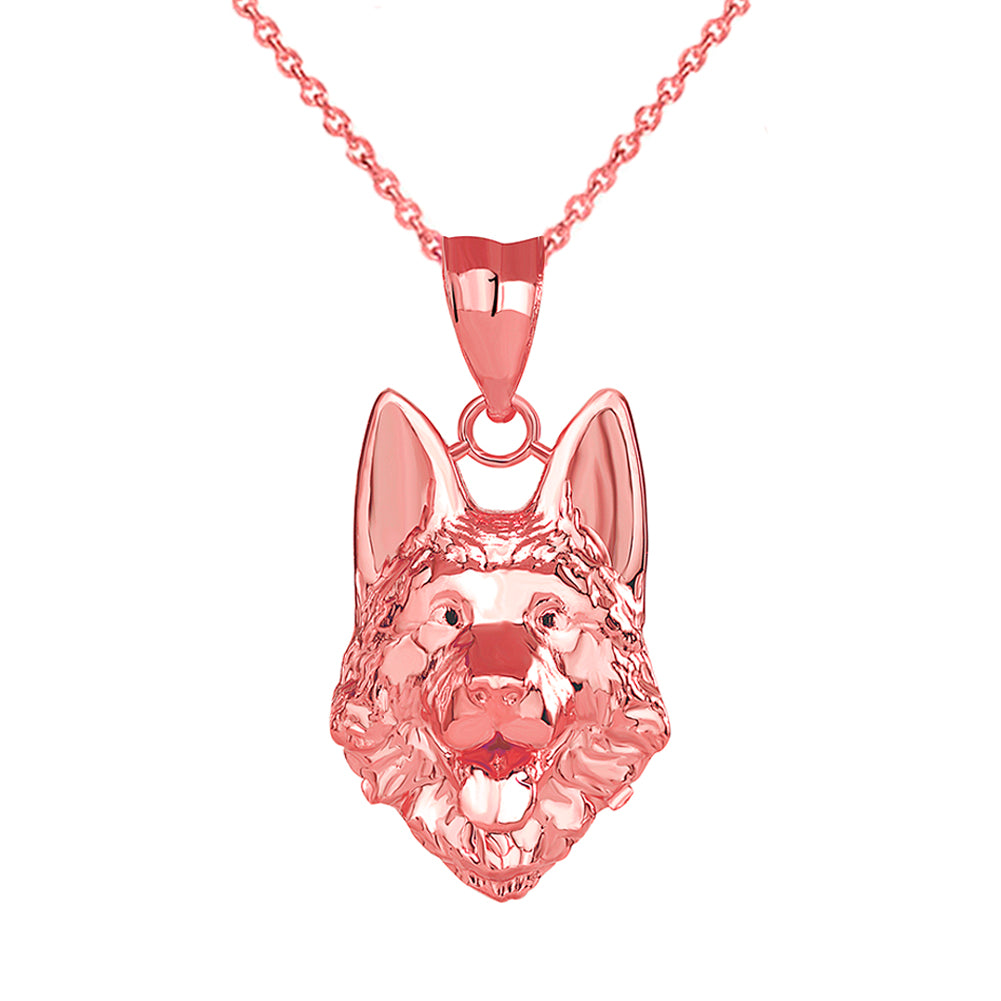 German Shepherd Head Pendant Necklace in Gold, view 4