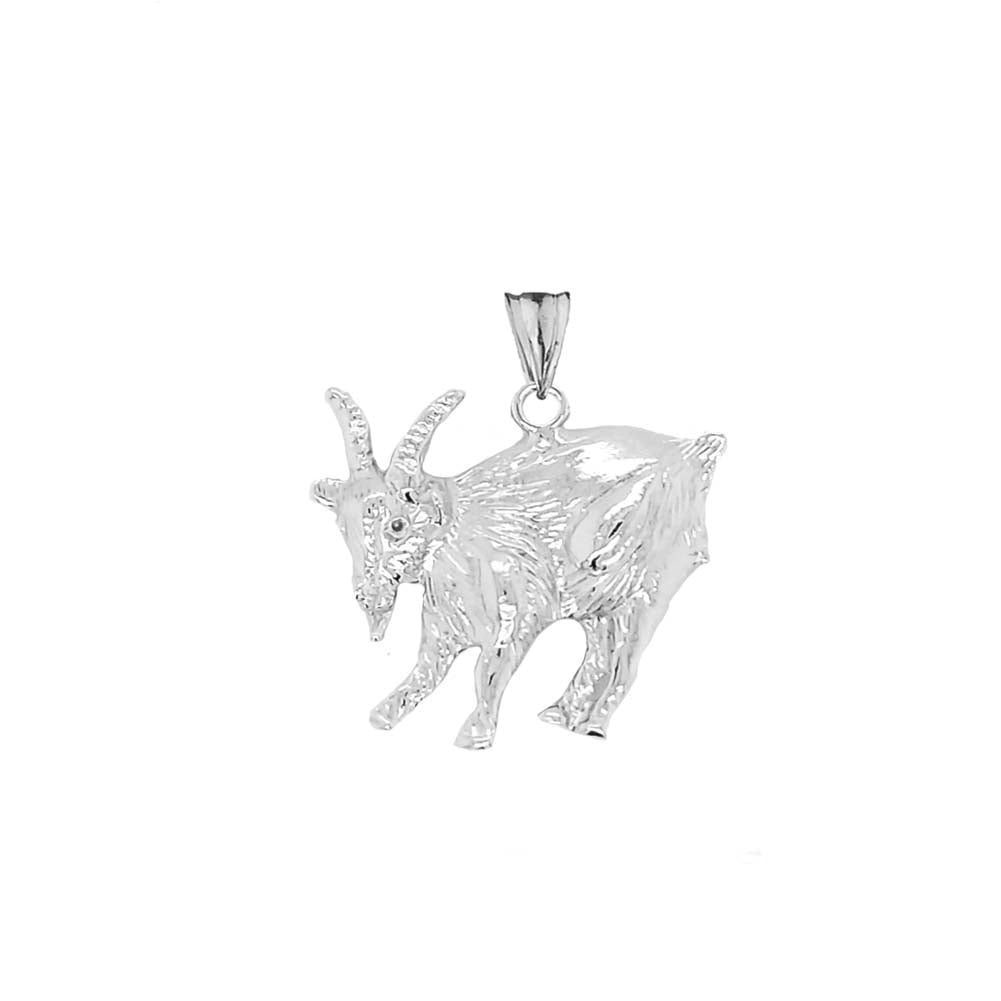 Goat Pendant Necklace In Sterling Silver, view 2