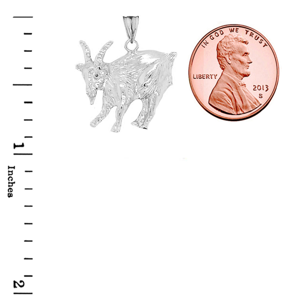 Goat Pendant Necklace In Sterling Silver, view 3