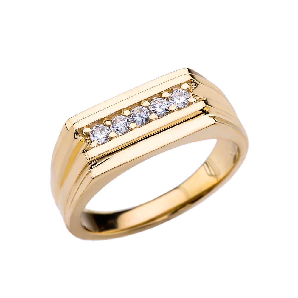 Gold 0.25 Carat Diamond Bar Men's Ring