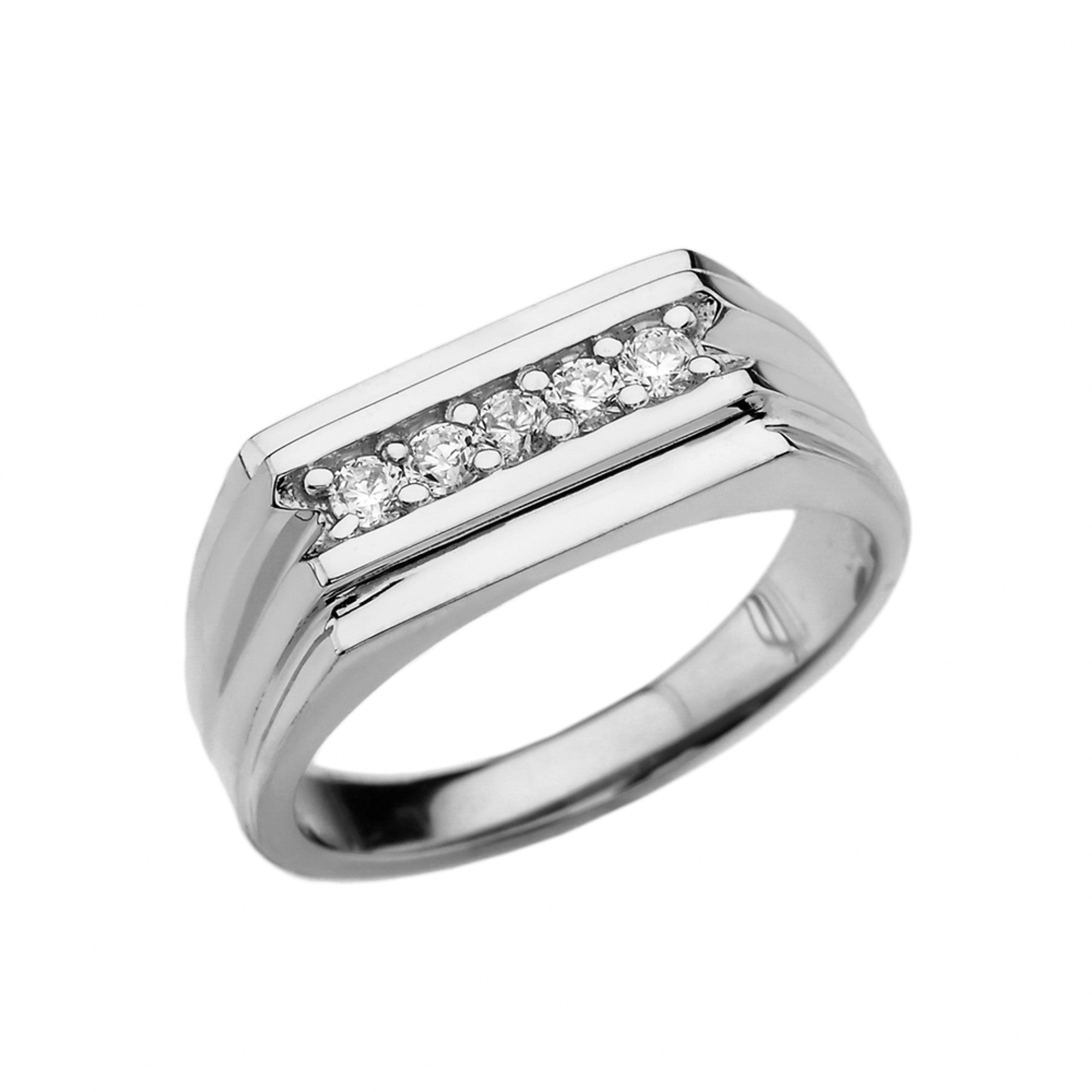 Gold 0.25 Carat Diamond Bar Men's Ring, view 3