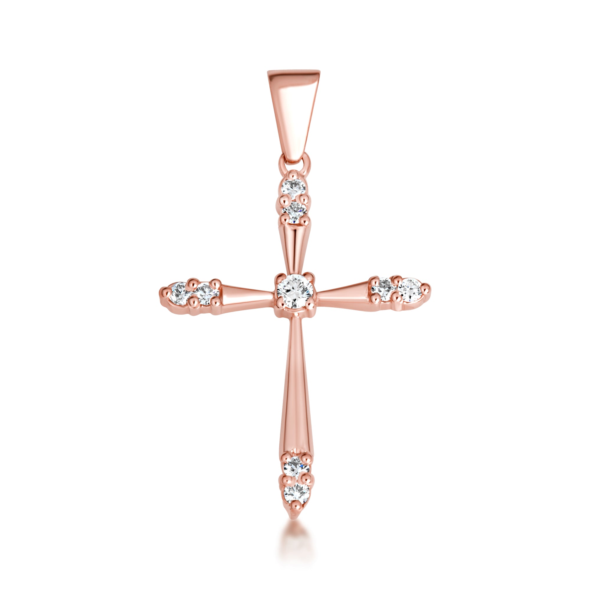 Gold 1/2 ct CZ Cross Pendant Necklace, view 5