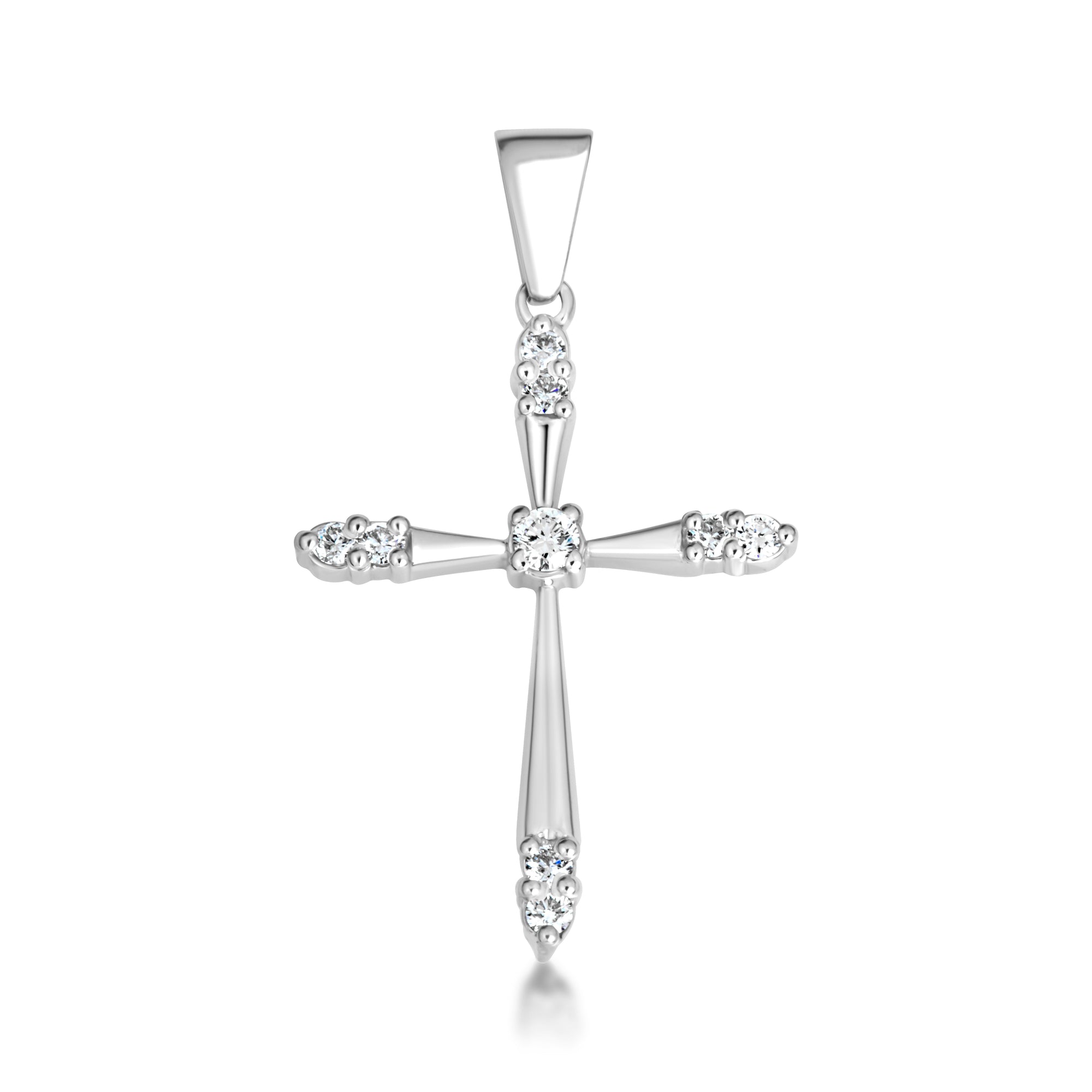 Gold 1/2 ct CZ Cross Pendant Necklace, view 6