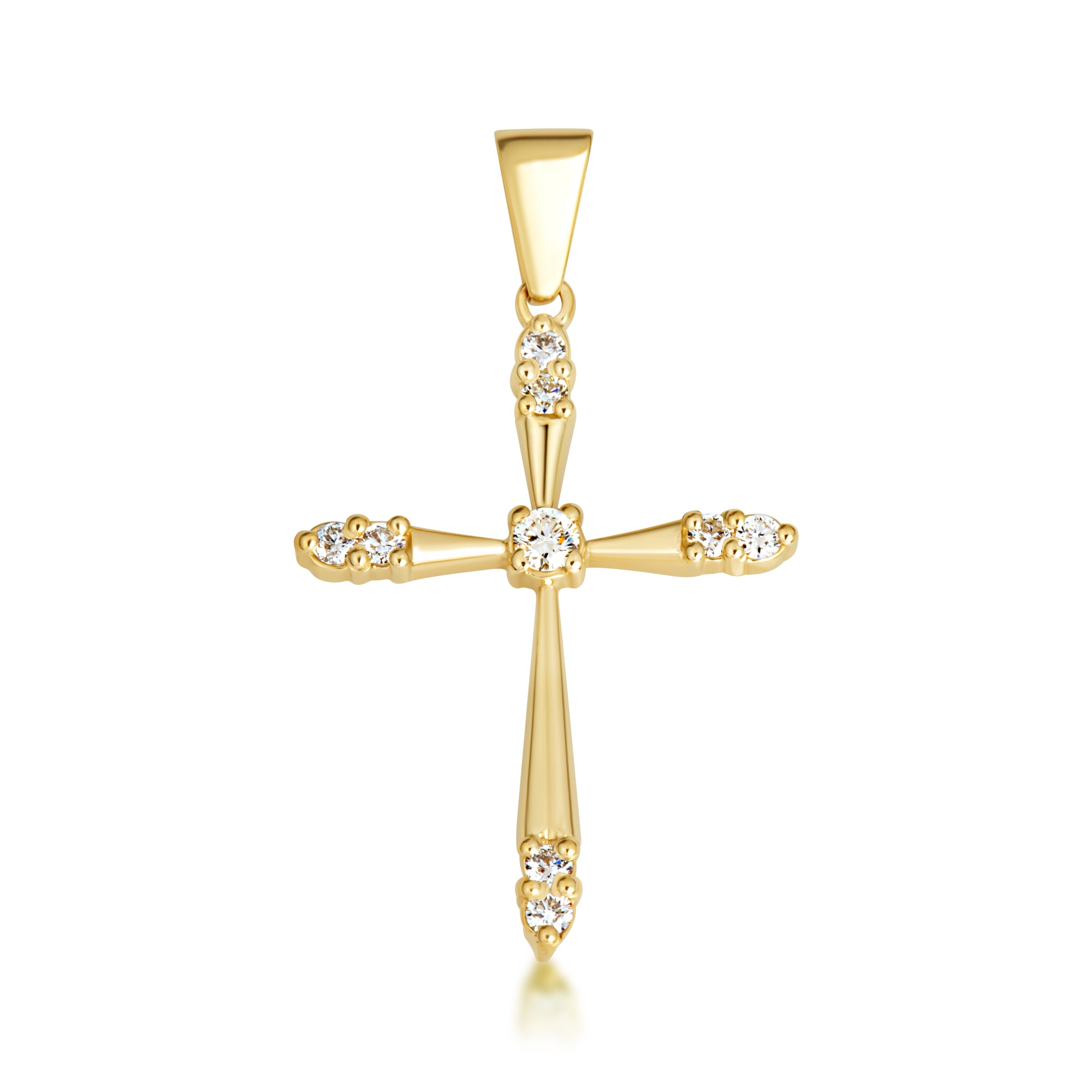 Gold 1/2 ct CZ Cross Pendant Necklace, view 7