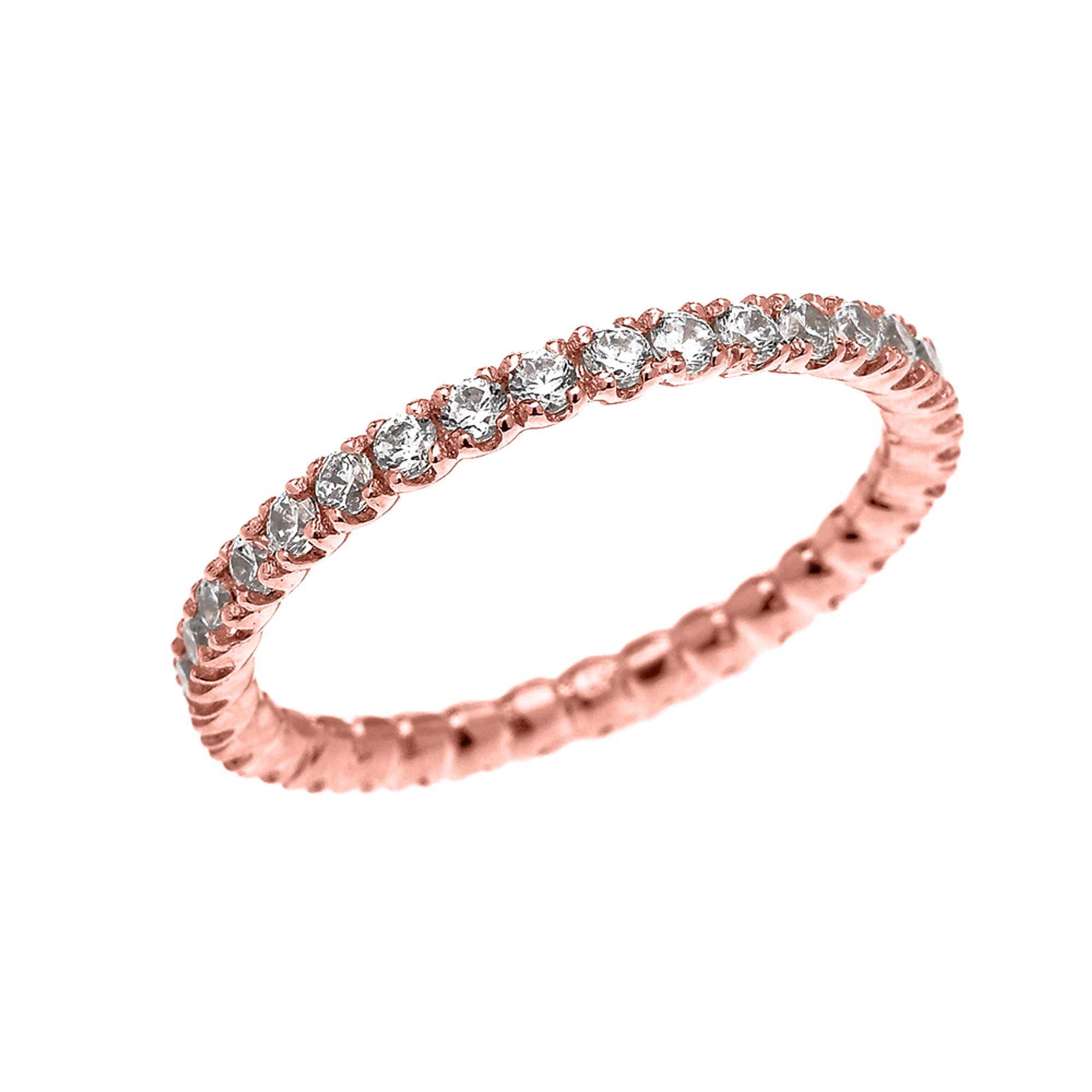 Gold 1.5 Carat Cubic Zirconia Stackable Wedding Band, view 2