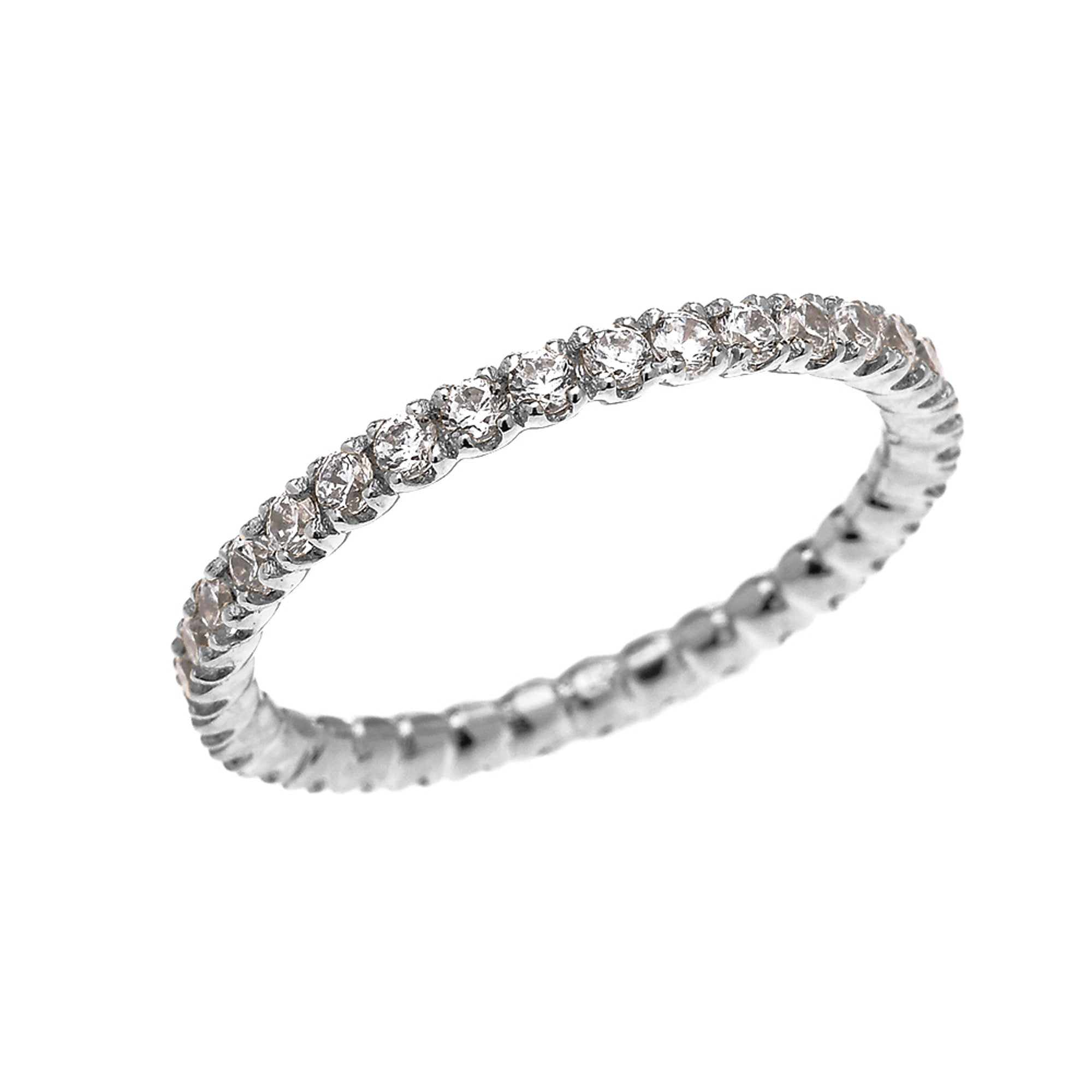 Gold 1.5 Carat Cubic Zirconia Stackable Wedding Band, view 3