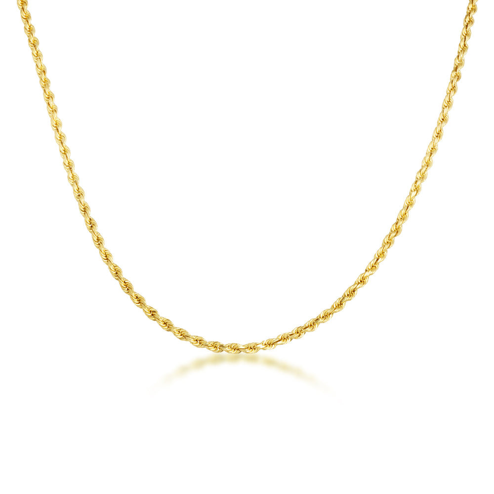 Gold 1.5 mm Diamond Cut Rope Twisted Solid Chain Link Necklace