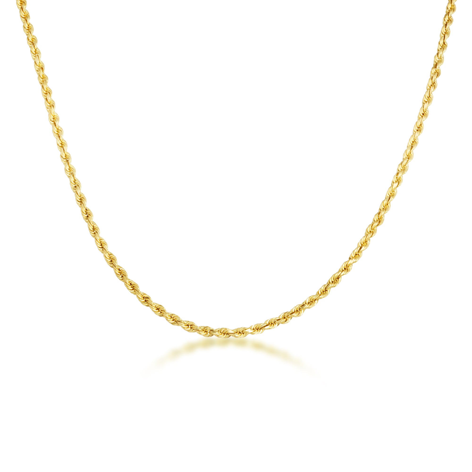 Gold 1.5 mm Diamond Cut Rope Twisted Solid Chain Link Necklace