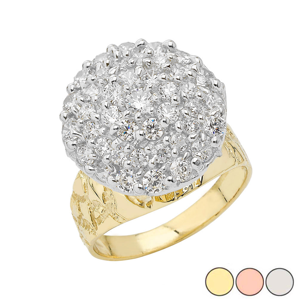Gold 1.75ct Cubic Zirconia Cluster Engagement Ring