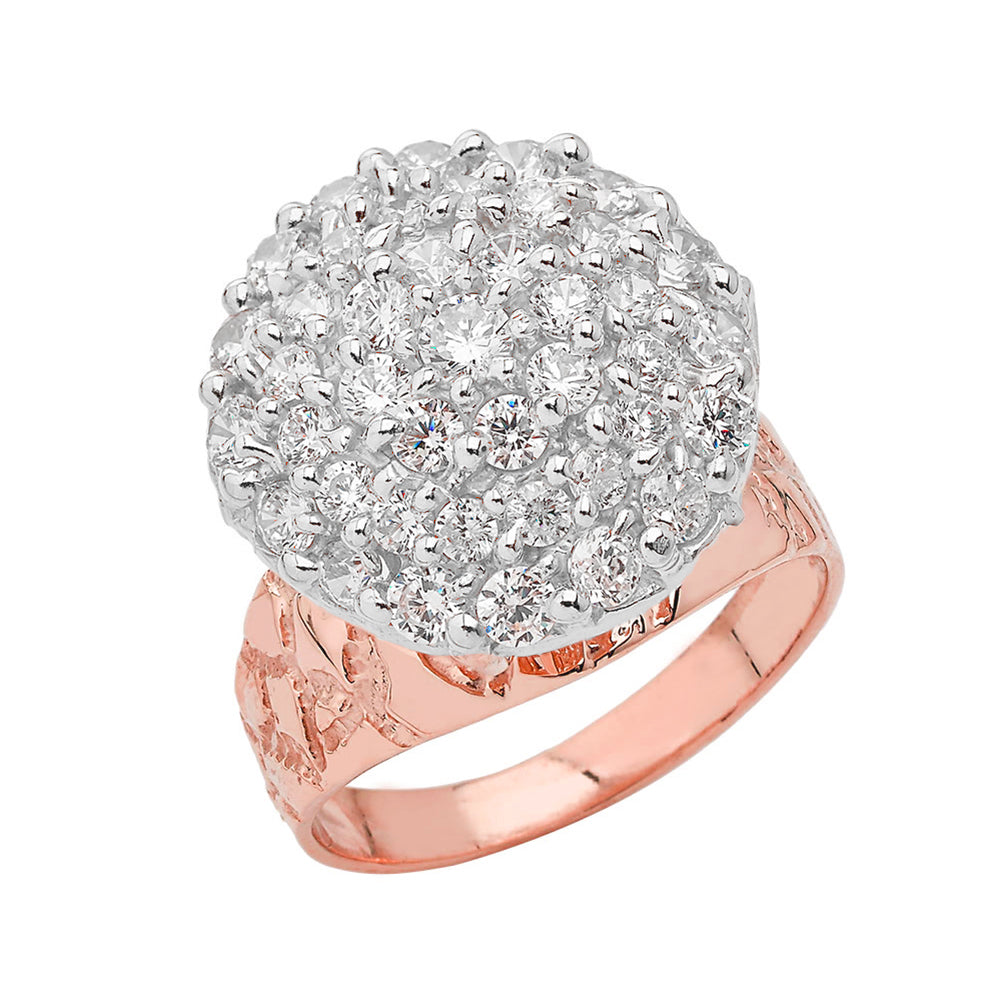 Gold 1.75ct Cubic Zirconia Cluster Engagement Ring, view 3