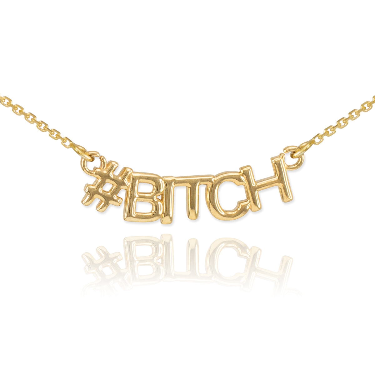 Gold 14K "#BITCH" Hashtag Necklace