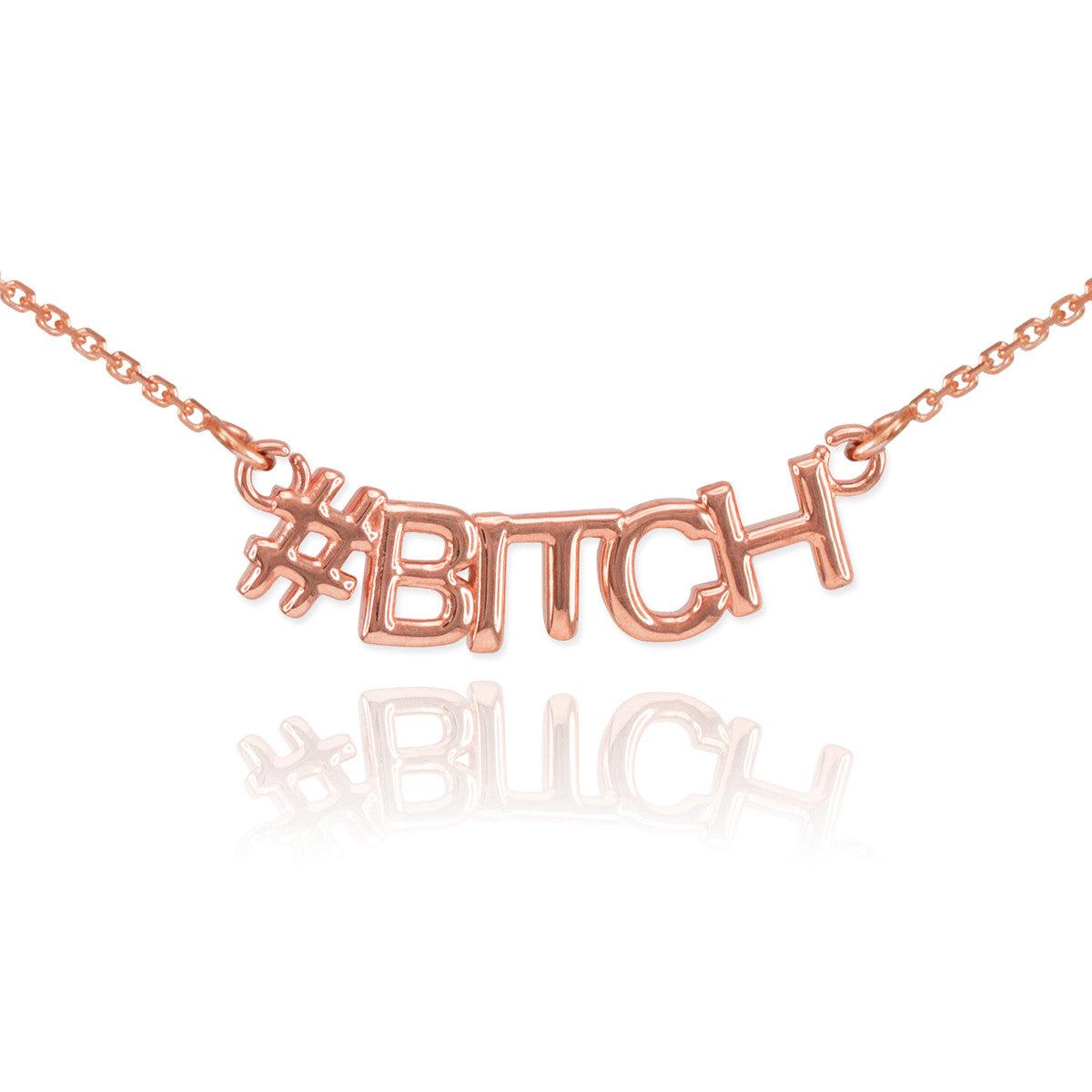 Gold 14K "#BITCH" Hashtag Necklace, view 2