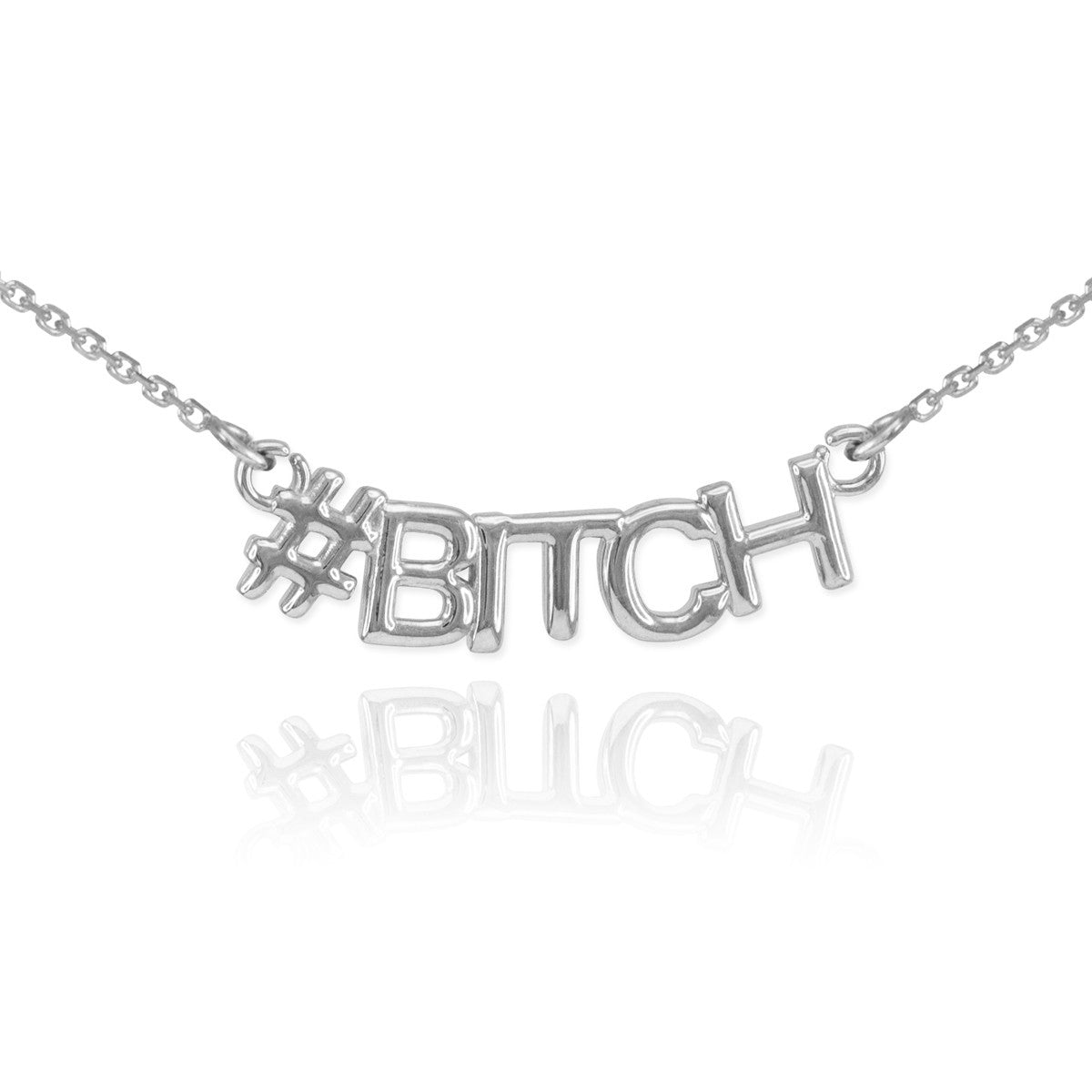 Gold 14K "#BITCH" Hashtag Necklace, view 3