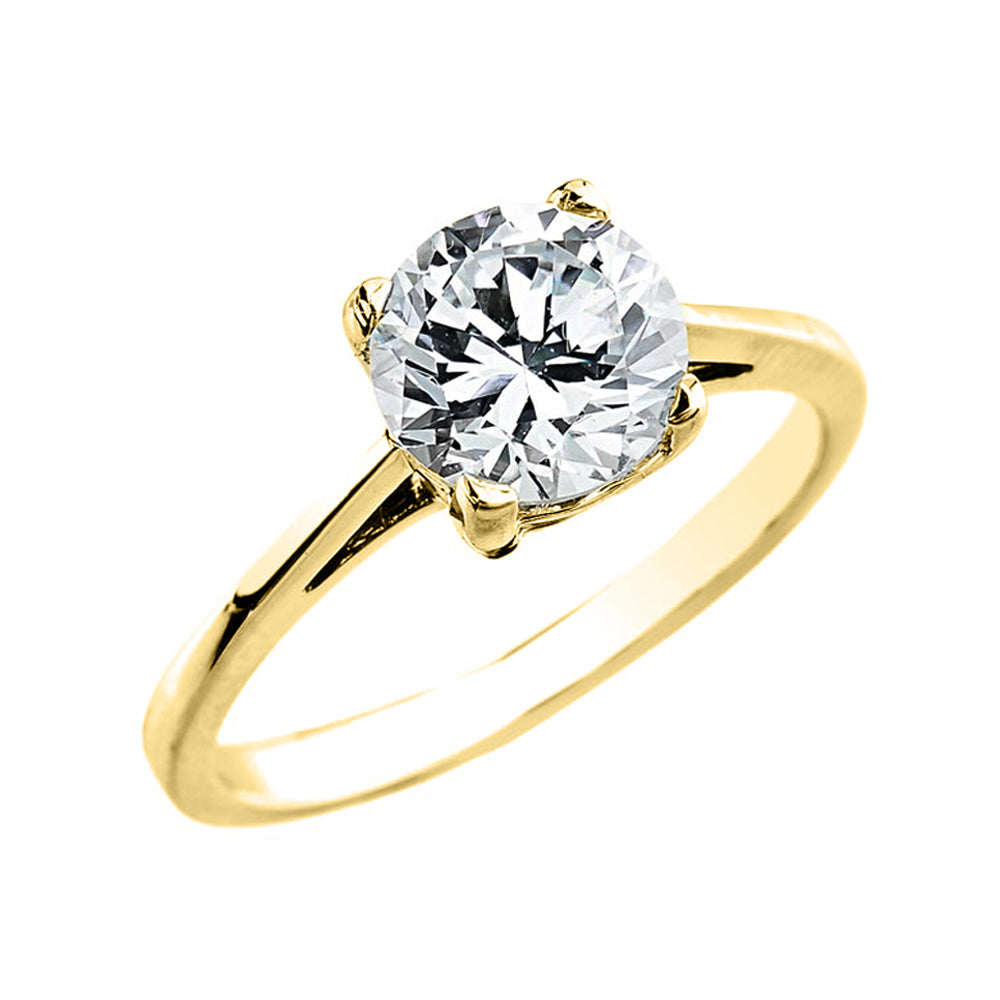 Gold 2.50 ct Cubic Zirconia Dainty Solitaire Engagement Ring