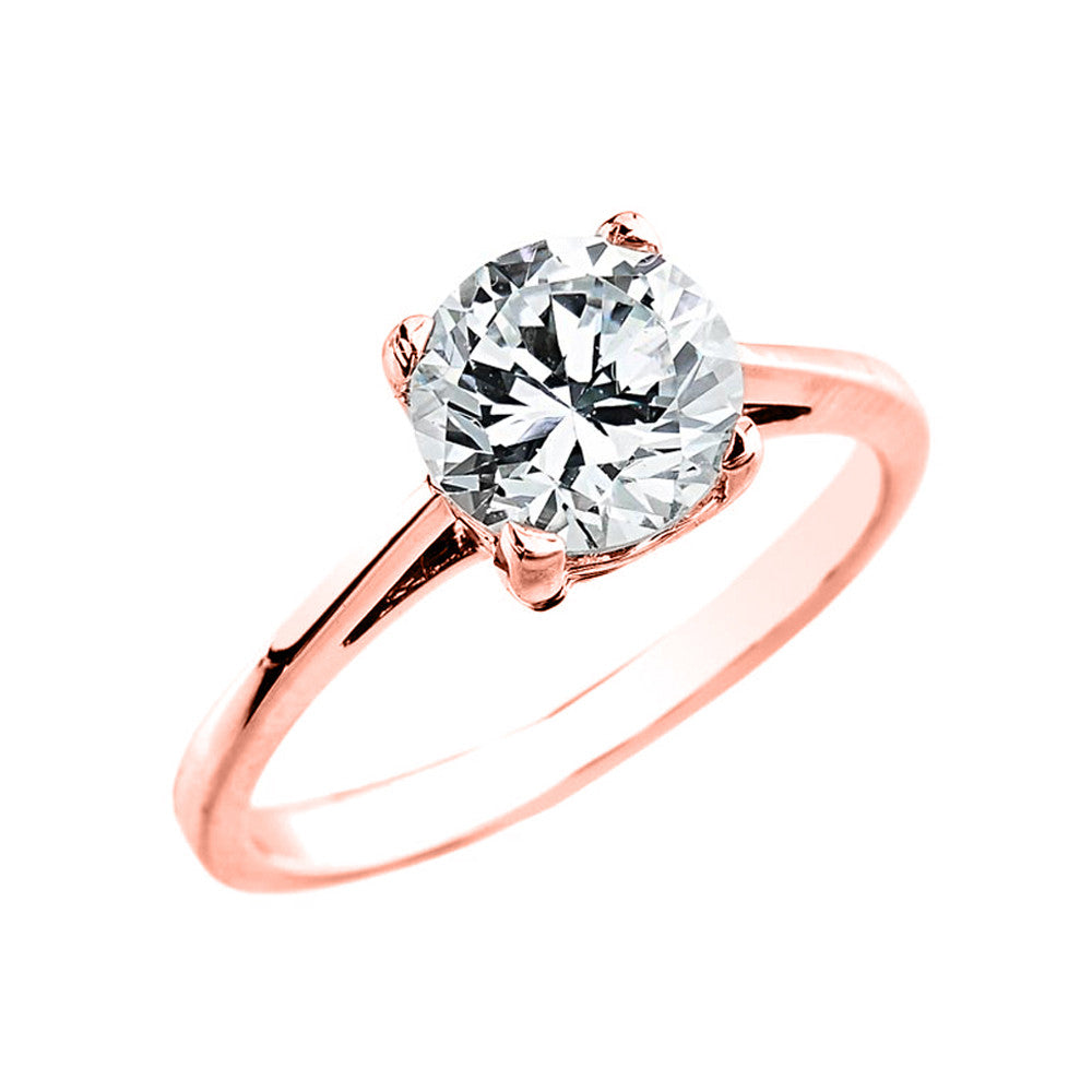 Gold 2.50 ct Cubic Zirconia Dainty Solitaire Engagement Ring, view 2
