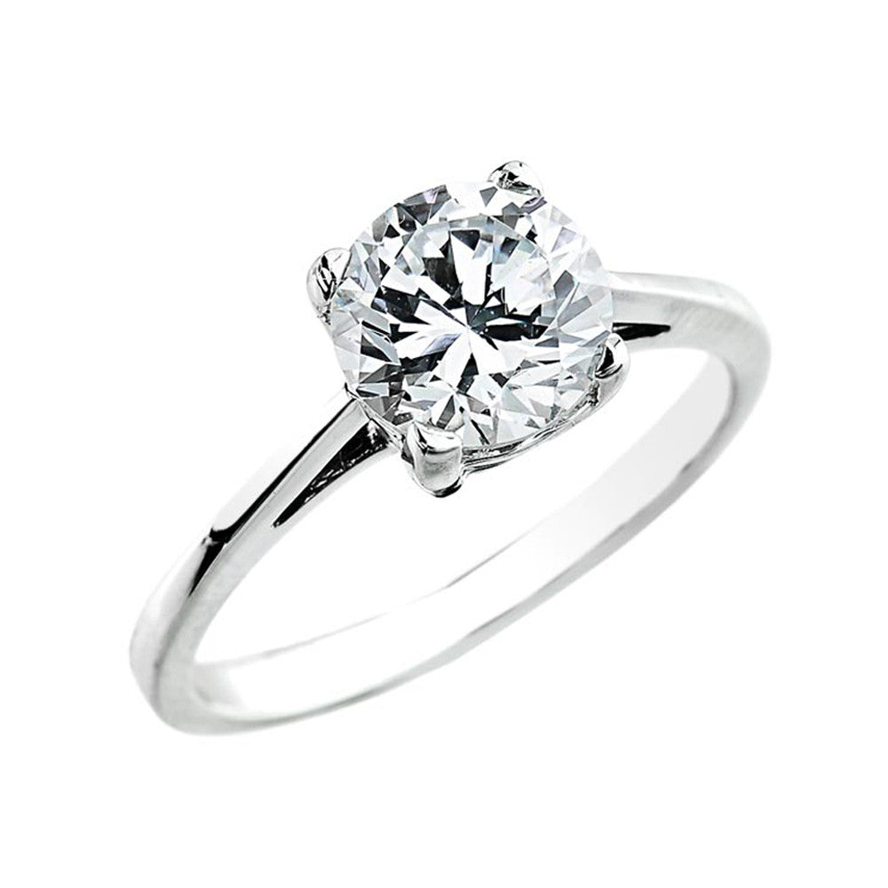 Gold 2.50 ct Cubic Zirconia Dainty Solitaire Engagement Ring, view 3
