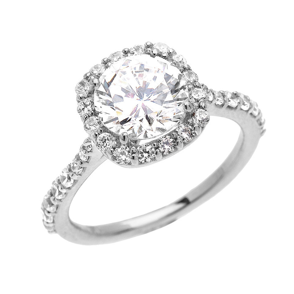Gold 3 Carat Cubic Zirconia Halo Engagement Ring, view 2