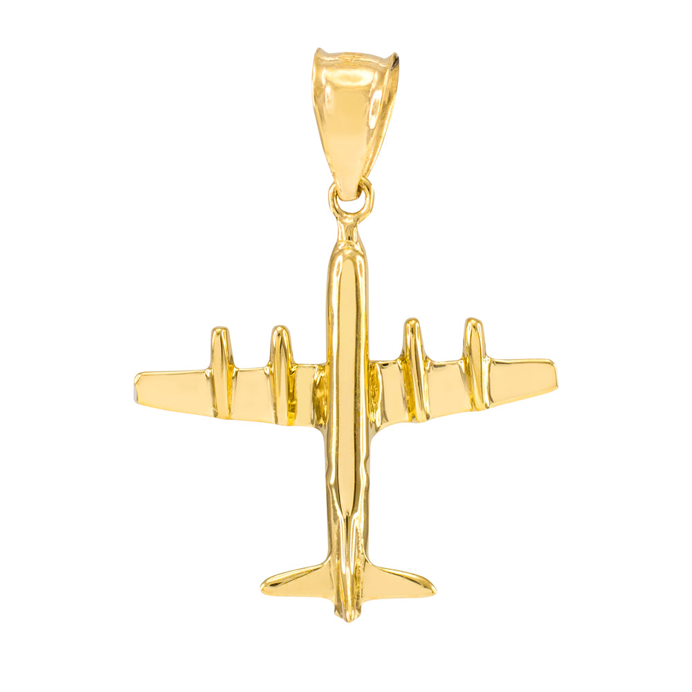 Gold 3D Airplane Pendant Necklace, view 4