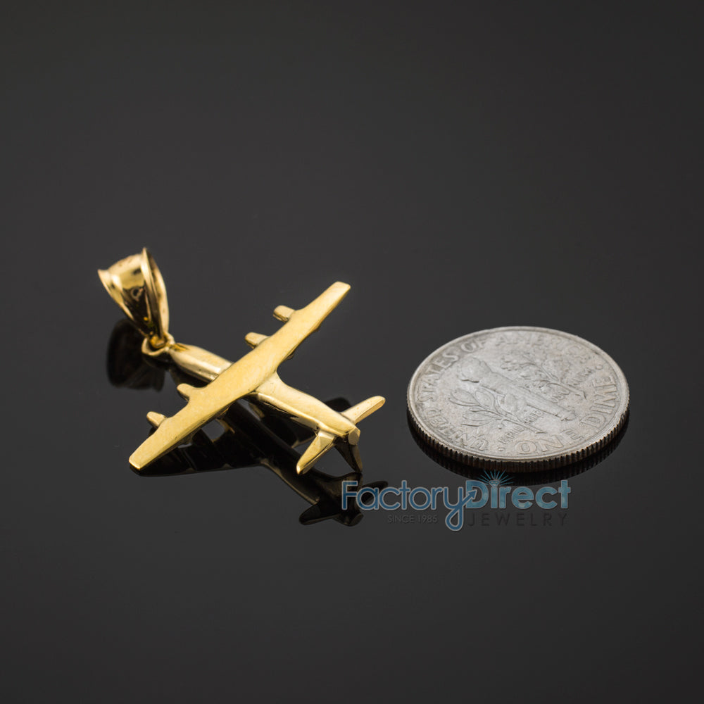 Gold 3D Airplane Pendant Necklace, view 5