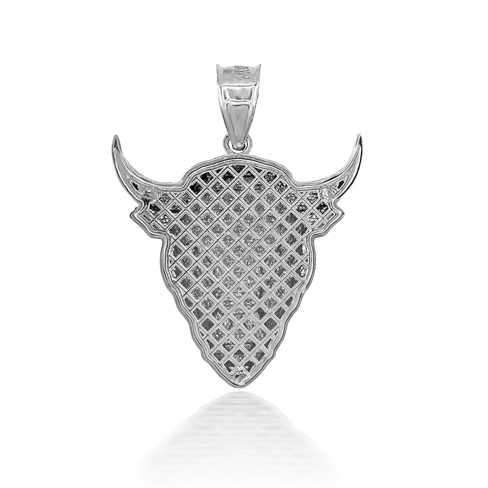 Gold 3D Bull Head Caged Back Pendant Necklace, view 10