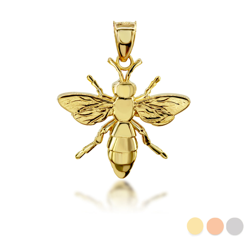 Gold 3D Bumble Bee Charm Pendant Necklace