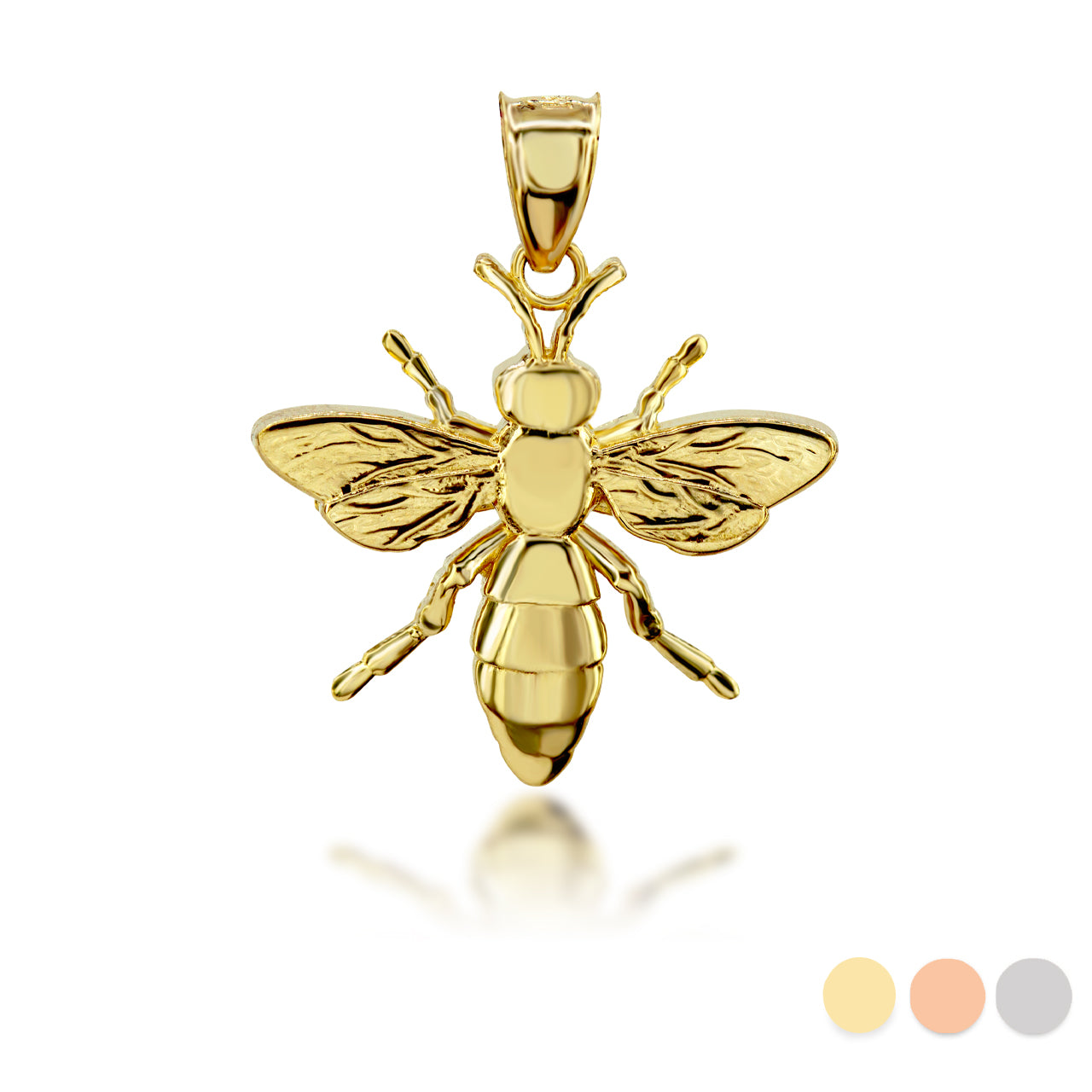 Gold 3D Bumble Bee Charm Pendant Necklace