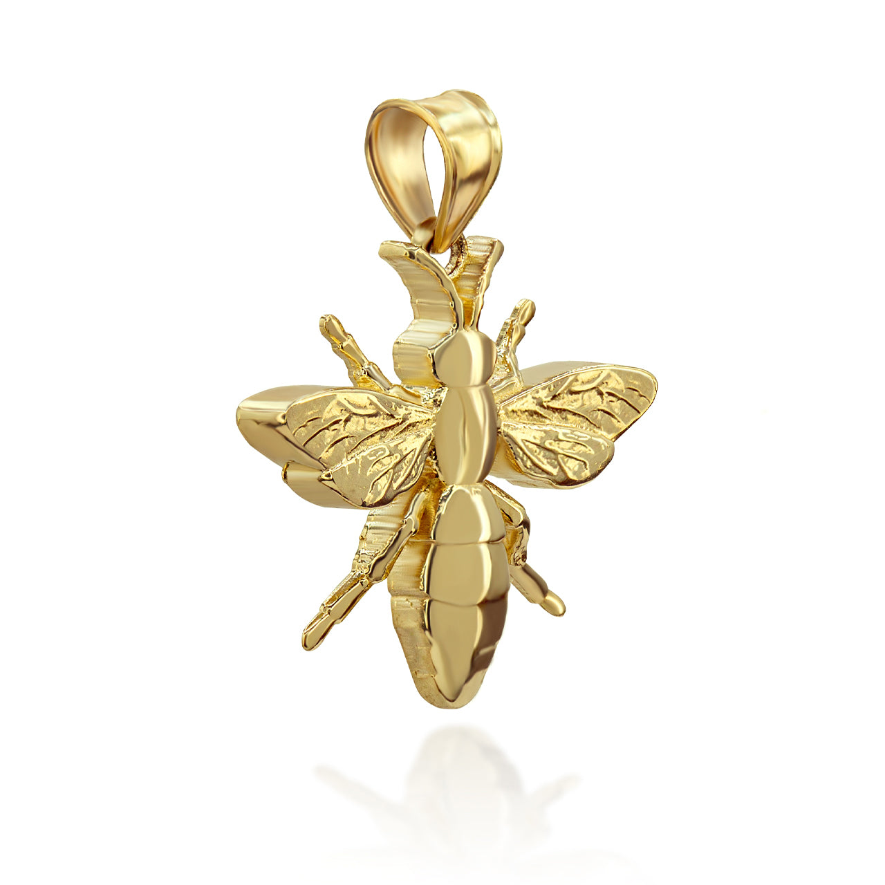 Gold 3D Bumble Bee Charm Pendant Necklace, view 3