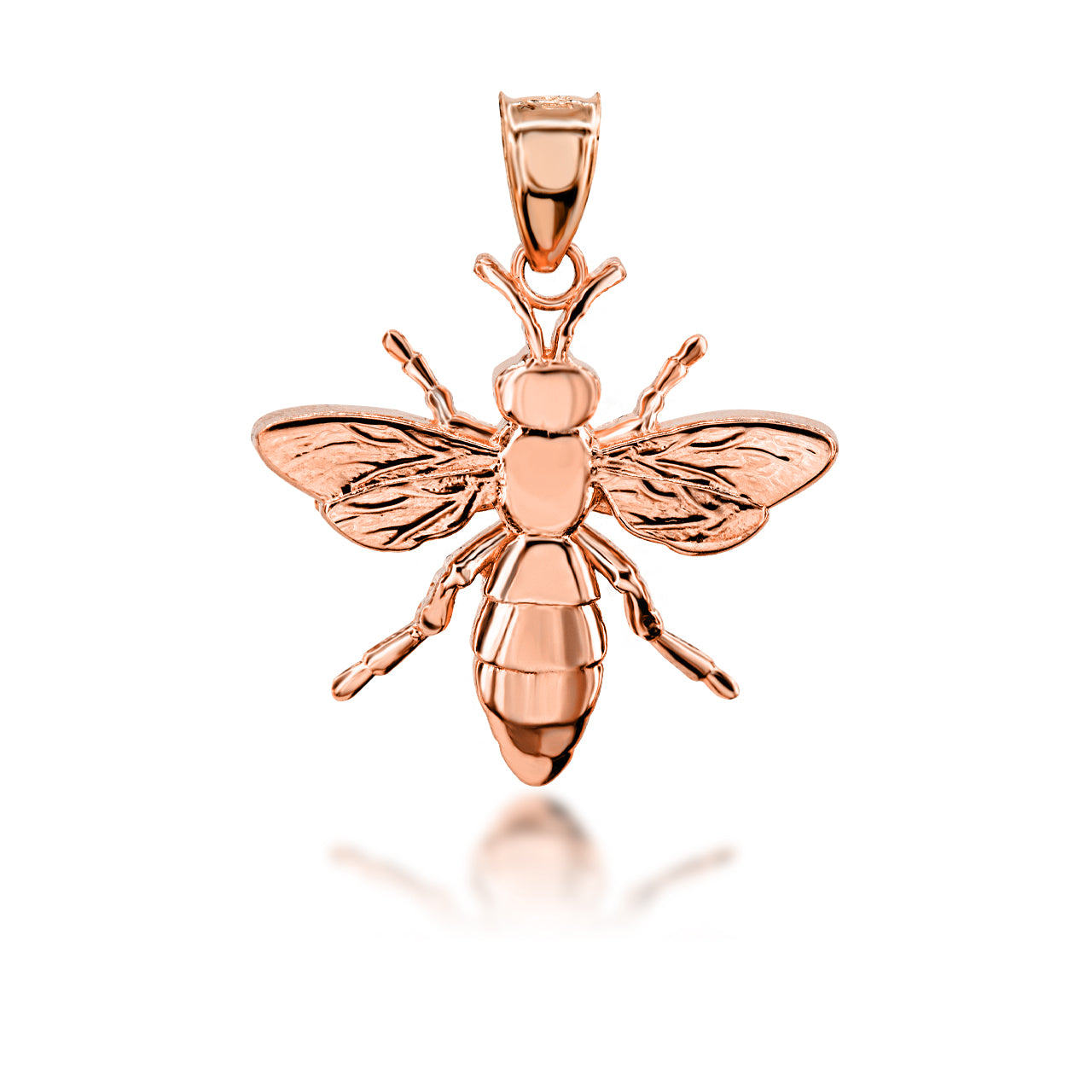 Gold 3D Bumble Bee Charm Pendant Necklace, view 7