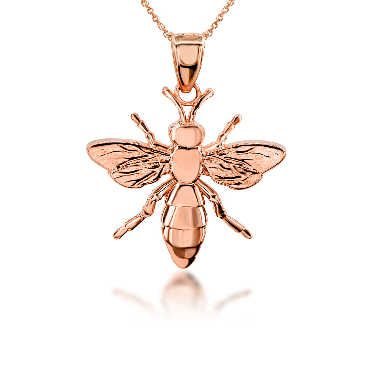 Gold 3D Bumble Bee Charm Pendant Necklace, view 8