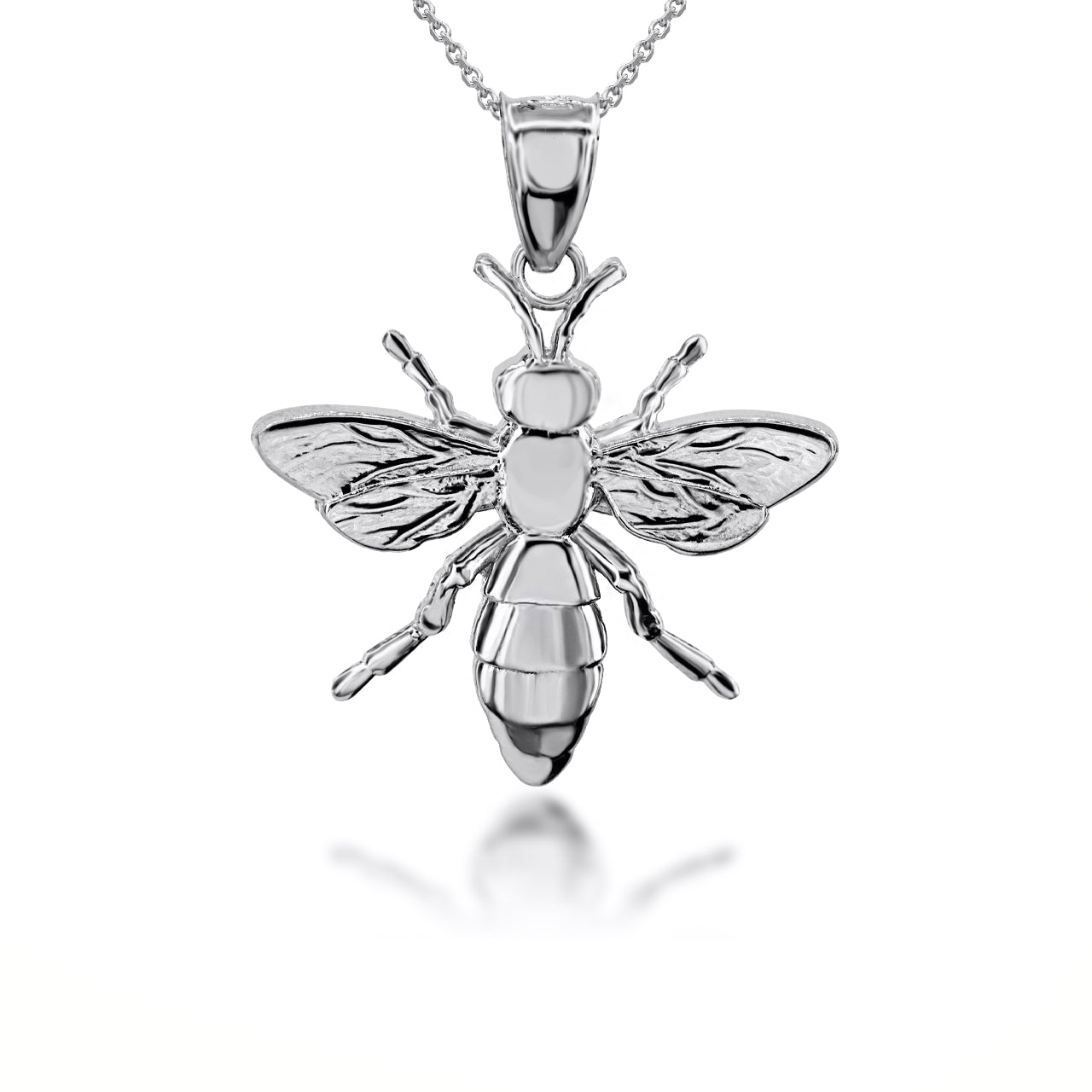 Gold 3D Bumble Bee Charm Pendant Necklace, view 10