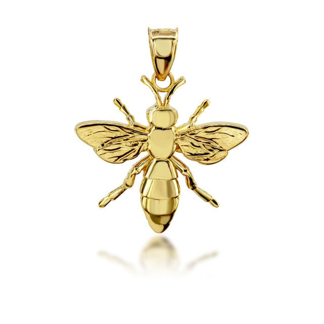Gold 3D Bumble Bee Charm Pendant Necklace, view 11