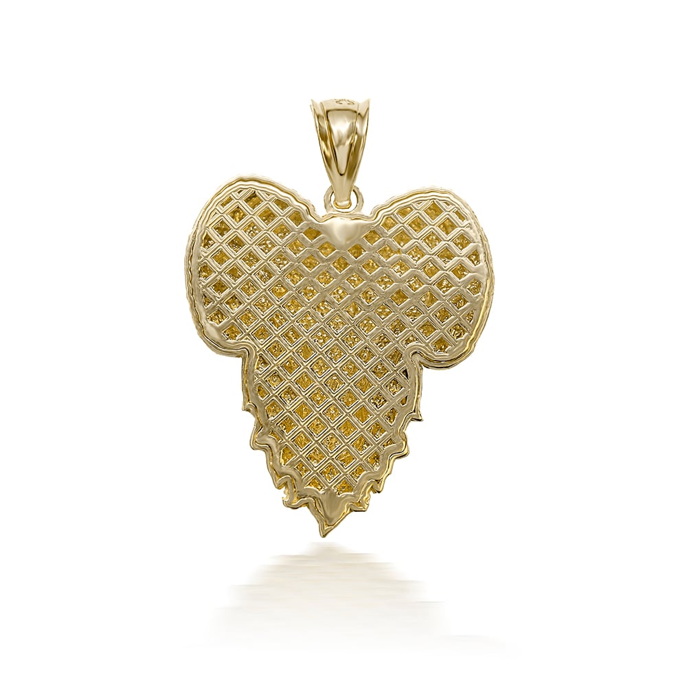 Gold 3D Diamond Cut Ram Head Bighorn Mountain Sheep Caged Back Pendant Necklace, view 2
