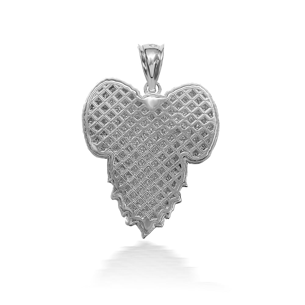 Gold 3D Diamond Cut Ram Head Bighorn Mountain Sheep Caged Back Pendant Necklace, view 10