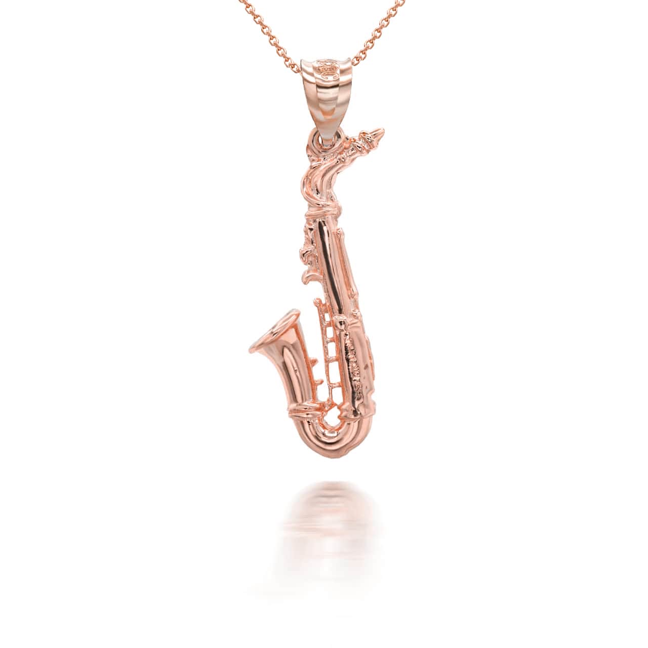 Gold 3D Saxophone Musical Instrument Pendant Necklace, view 6