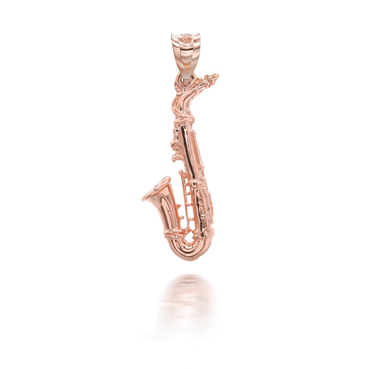 Gold 3D Saxophone Musical Instrument Pendant Necklace, view 7
