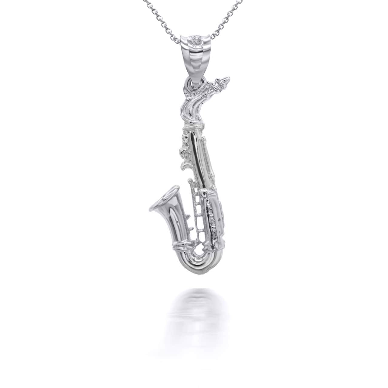 Gold 3D Saxophone Musical Instrument Pendant Necklace, view 8