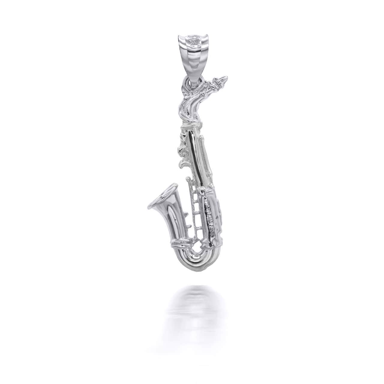Gold 3D Saxophone Musical Instrument Pendant Necklace, view 9