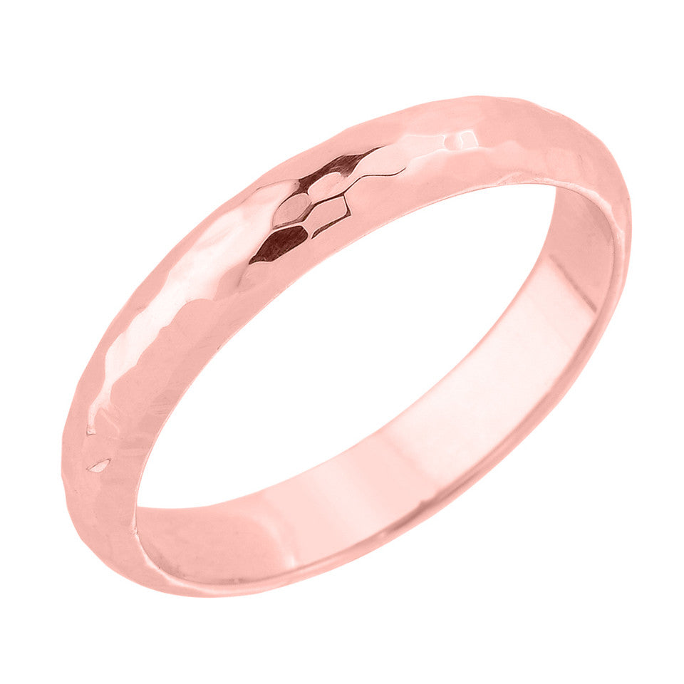 Gold 4 mm Hammered Wedding Band, view 2