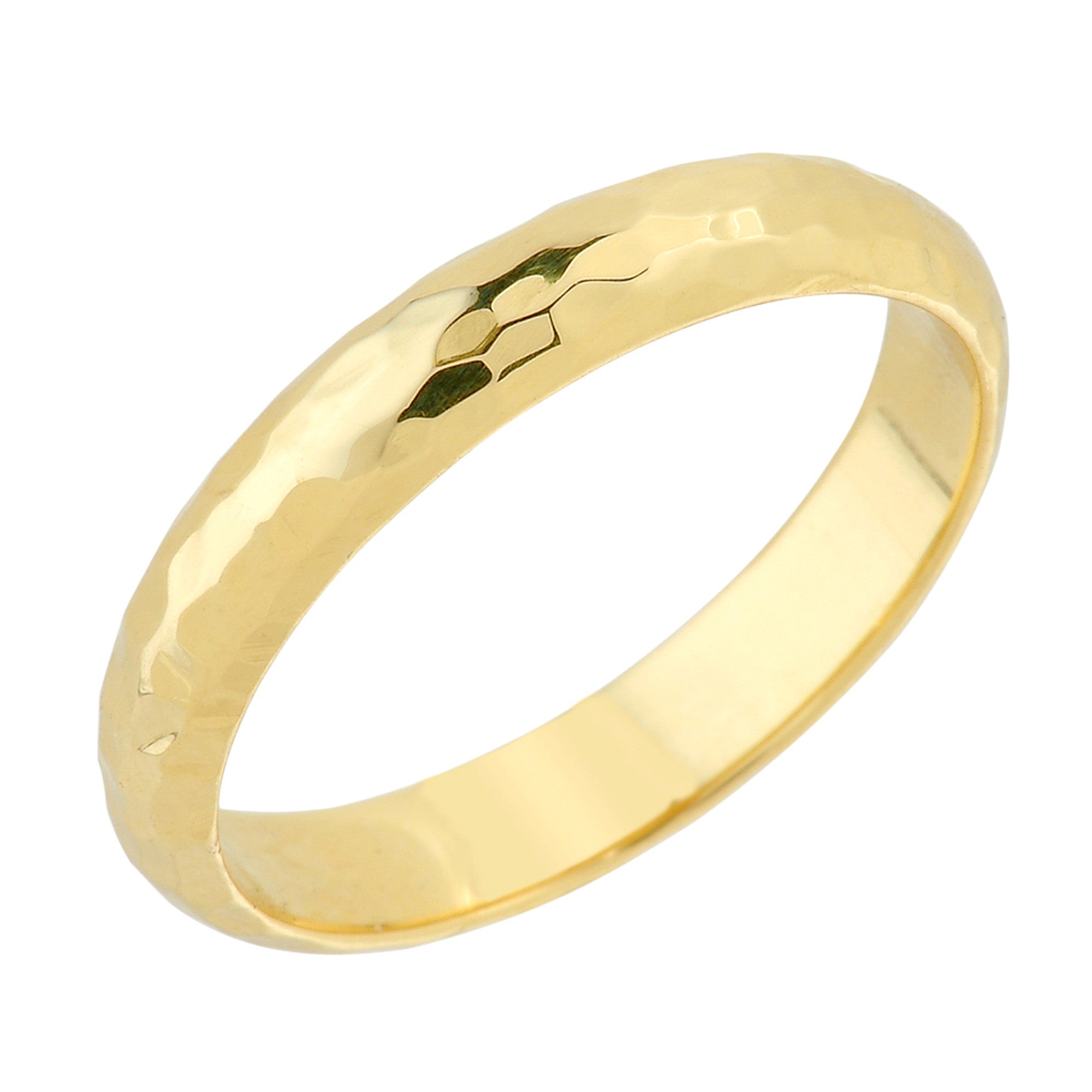 Gold 4 mm Hammered Wedding Band, view 4