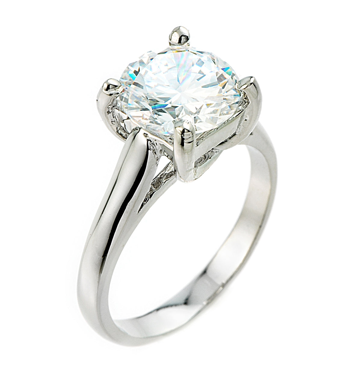 Gold 5 ct (9.5 mm) CZ Solitaire Engagement Ring, view 2