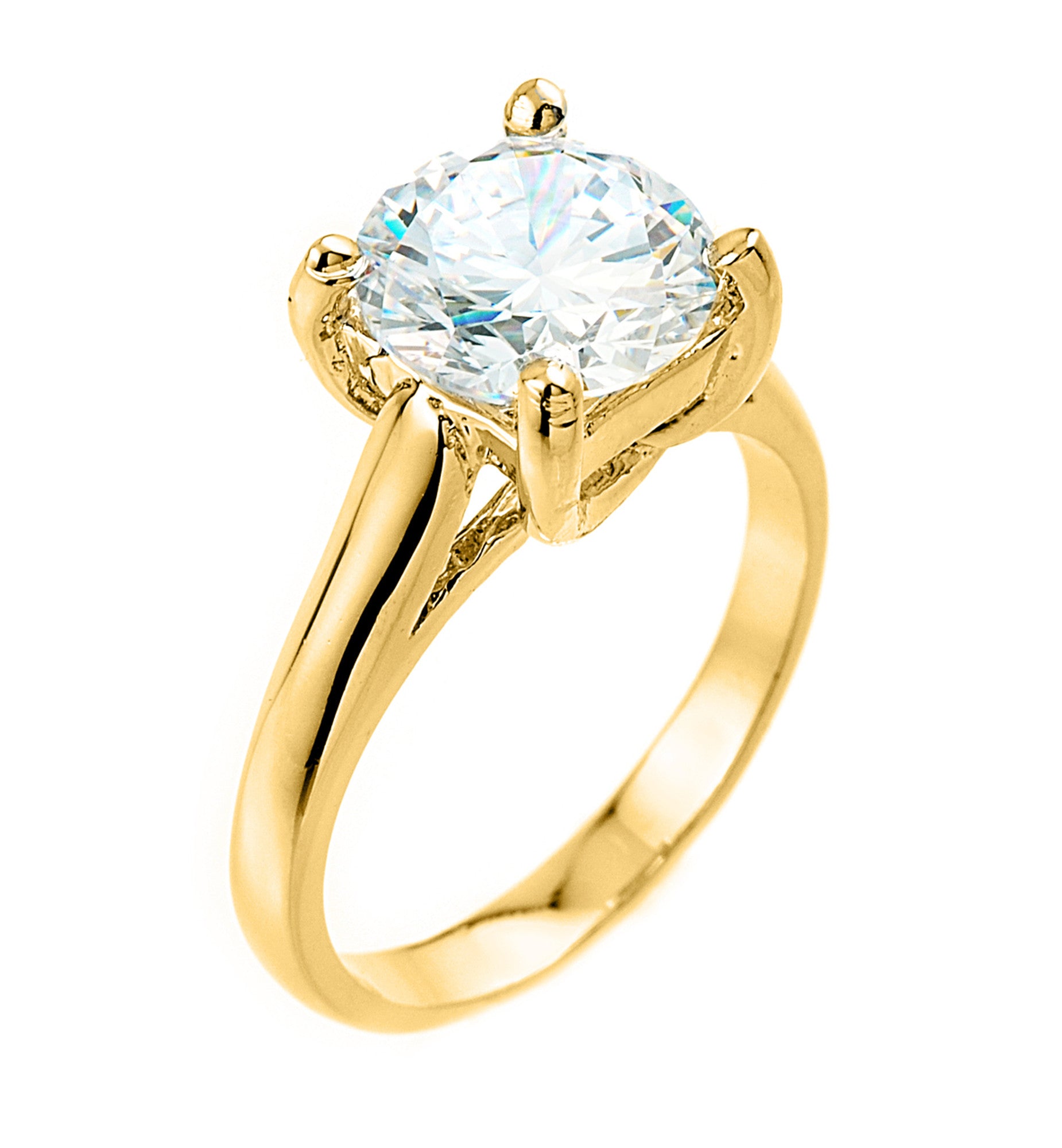 Gold 5 ct (9.5 mm) CZ Solitaire Engagement Ring, view 4
