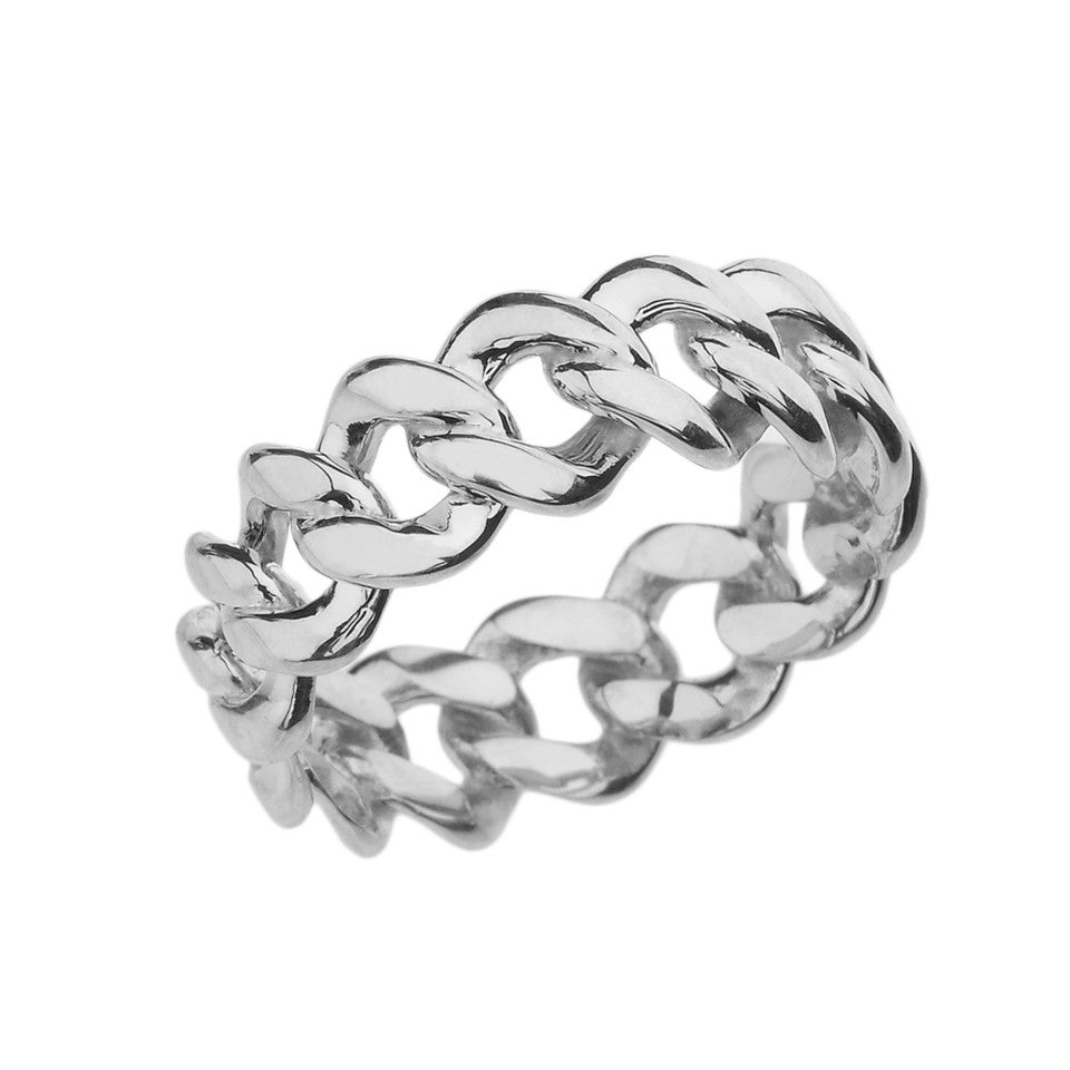 Gold 7 mm Open Miami Link Eternity Band Ring, view 2