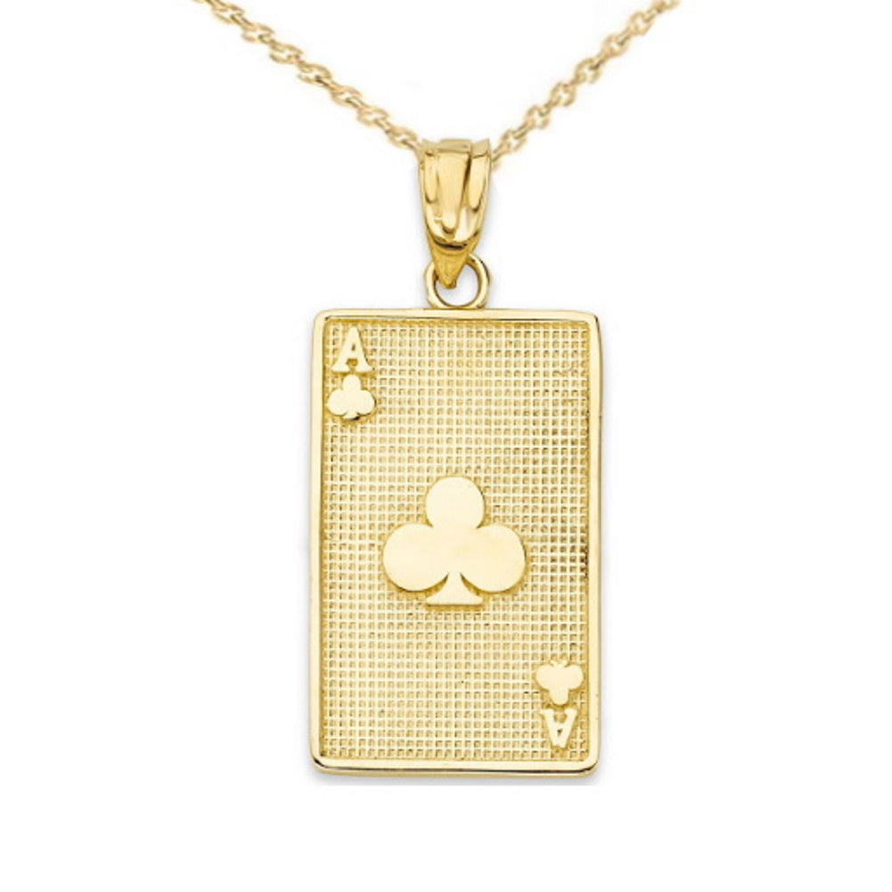 Gold Ace of Clubs Card Pendant Necklace, view 2