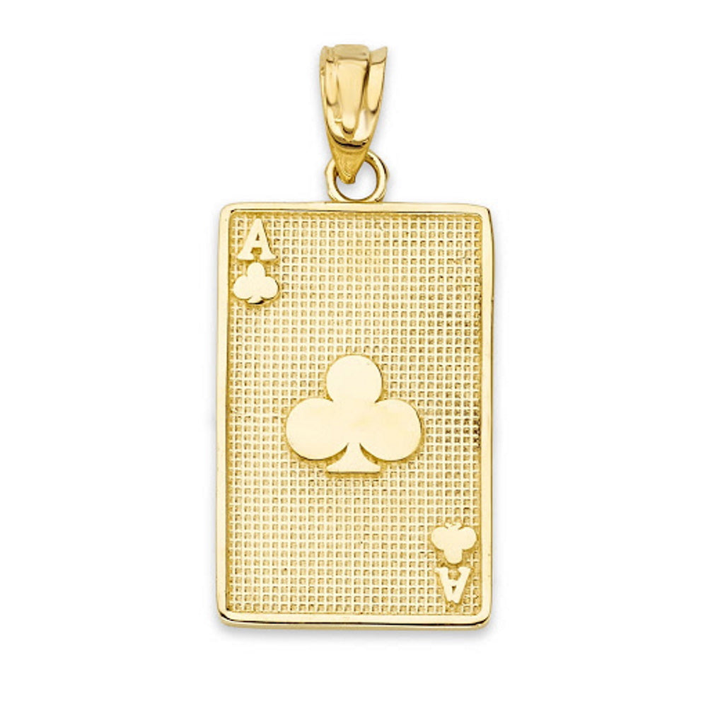 Gold Ace of Clubs Card Pendant Necklace, view 3